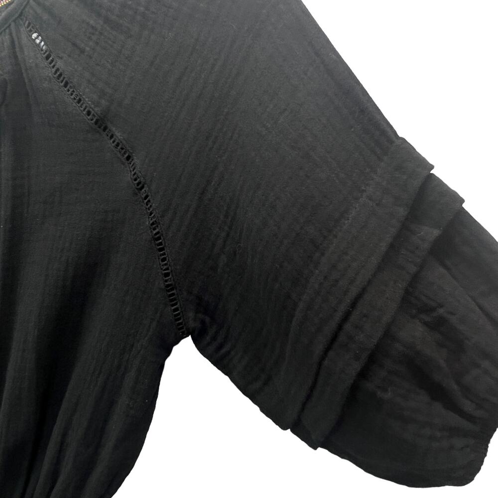 Knox Rose Gauze Romper Black Size‎ S Half Sleeve Shorts Lined Cotton One Piece - Picture 8 of 10